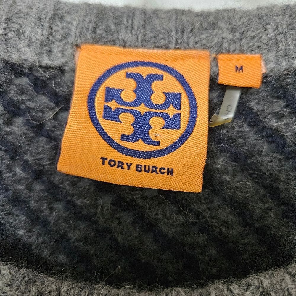 Tory Burch Sweater Women's Medium Black Gray Pullover Wool Camel Hair Blend EUC - Picture 2 of 7